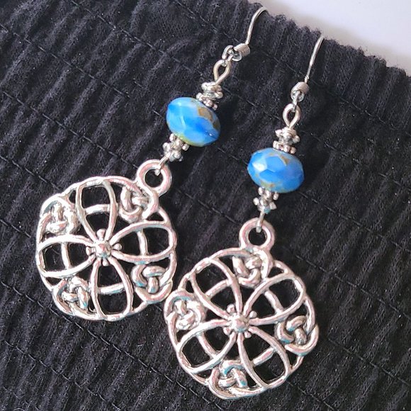 Celtic Knot Earrings 925 Sterling Silver Hooks - Picture 2 of 7